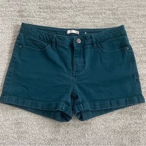 LC Lauren Conrad teal 3 inch jean shorts mid rise